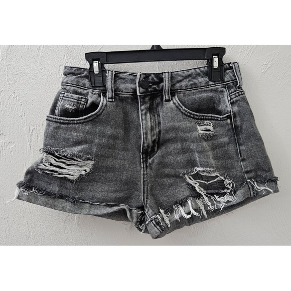 PacSun Pants - PACSUN Women's Light Black/Dark Gray Denim Mom Shorts Size 25‎ Inseam 2 Inches
